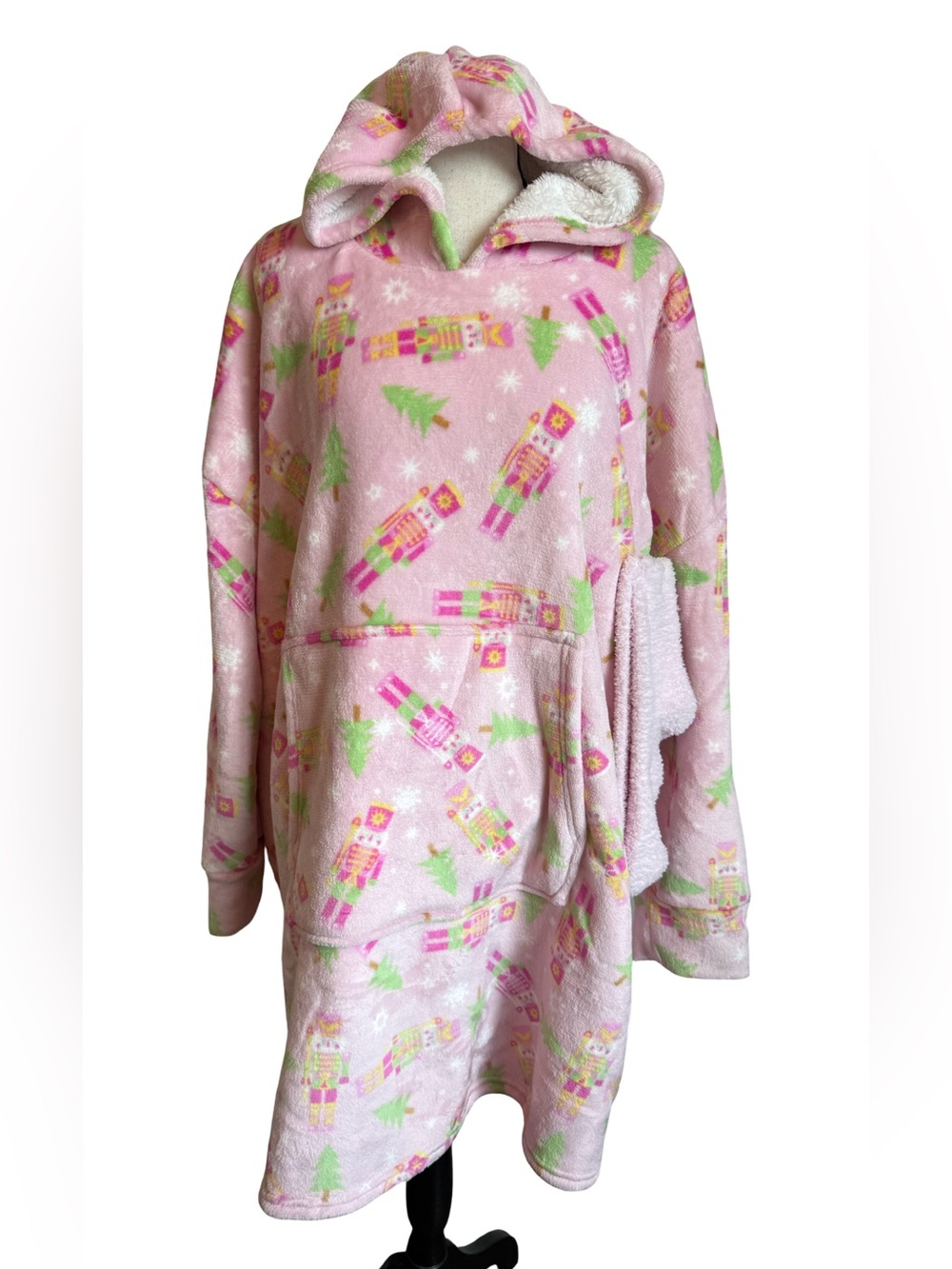 Weekending Pink Nutcracker Christmas Wearable Blanket Hoodie OS + Socks NWOT